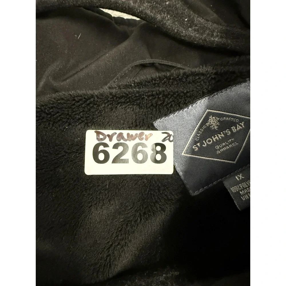 St. John's Bay Jacket Womens 1X Black Quilted Hooded Faux Fur Lined‎ Zip Pockets